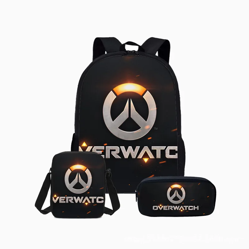 cheap 3pcs Games School Bag for Teenager Boys Girls Overwatch Printing Kids Backpack Cool Students Cartoon Schoolbags Mochila Infantil