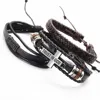 3 pièces/ensemble Bracelets en cuir hommes Bracelets pour femmes perles de bois plume confiance en dieu croix charme Homme cadeau bijoux livraison gratuite ► Photo 3/6