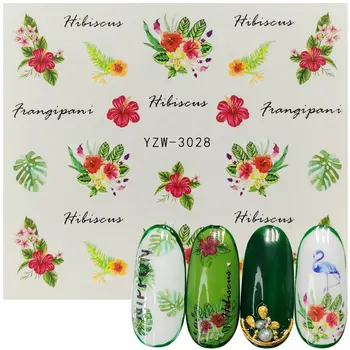 

1 Sheet Water Nail Art Sticker Bouquet Leaf Tree Green Simple Summer DIY Slider for Manicure Nail Art Watermark Manicure Decor