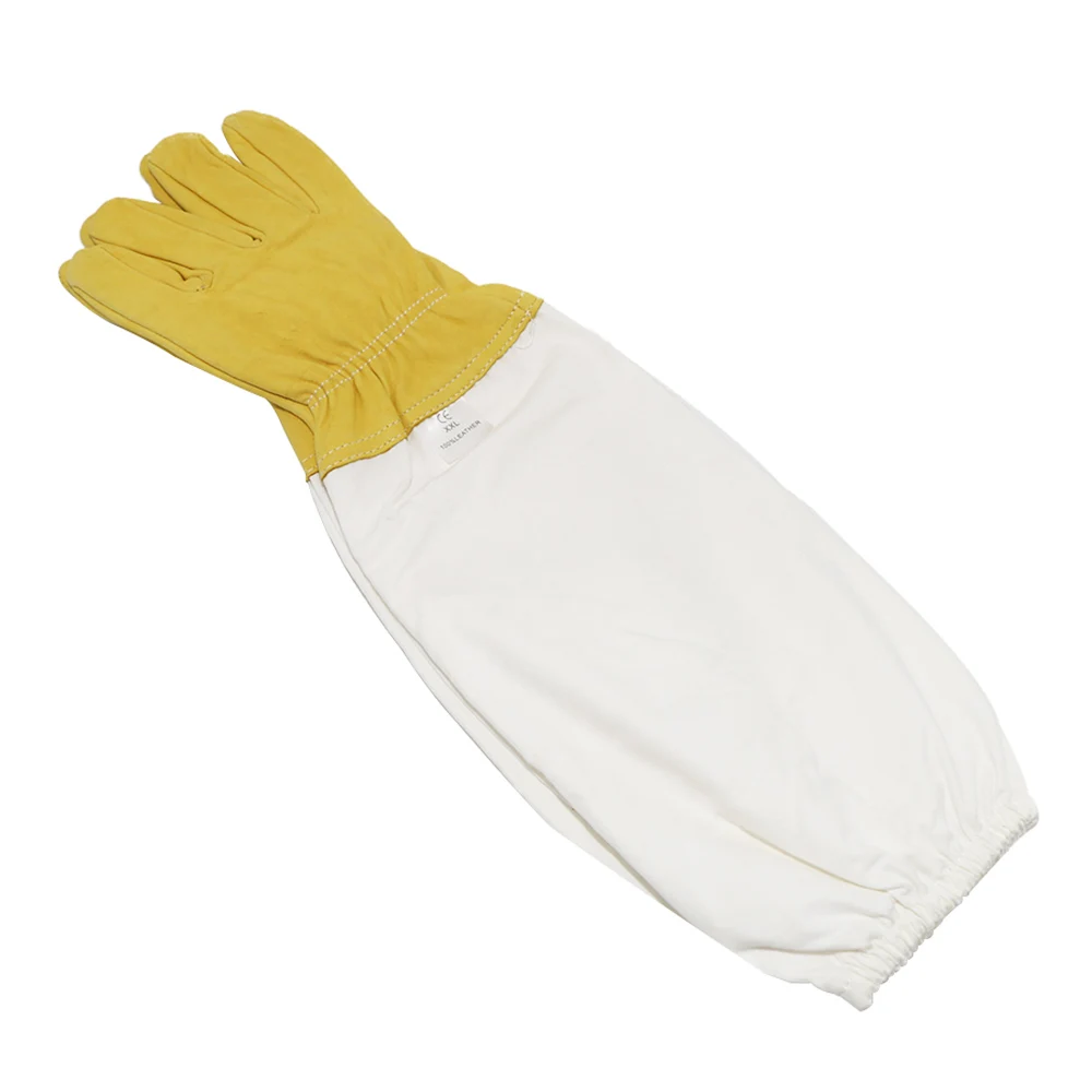 2Pair Beekeeping Gloves Sheepskin/Linen Gloves Anti-bee Anti-sting Long Sleeves Ventilated Apiculture Beekeeper Bee Keeping Tool
