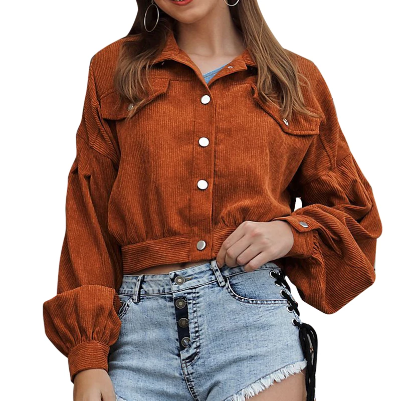 

WENYUJH Harajuku Corduroy Jackets Women Winter Autumn Coats Plus Size Overcoats Female Big Tops Cute Jackets Solid Color Clothes