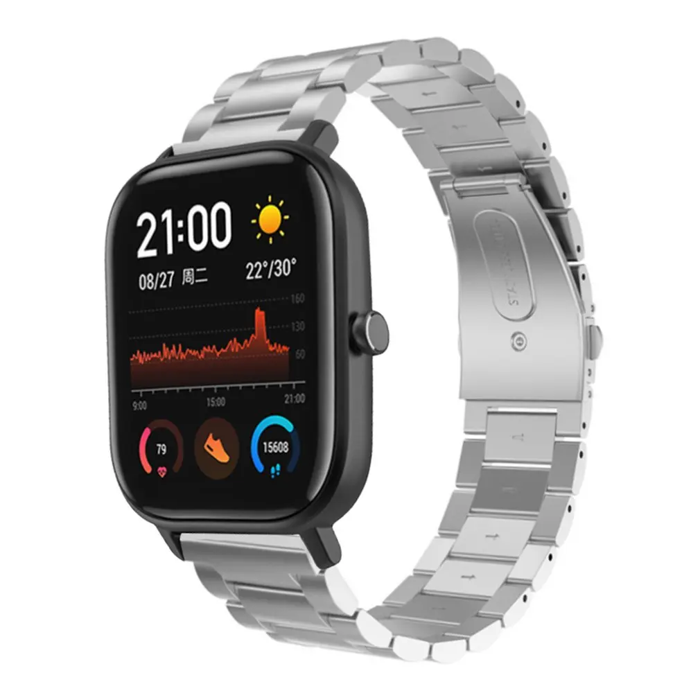 Металлический ремешок из нержавеющей стали для часов Xiaomi Amazfit Gts, Ширина 20 мм, ремешок для часов Amazfit Gts, сменный ремешок для часов