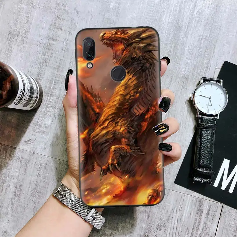 BA033-3 С рисунком дракона черная крышка чехол для телефона для Xiaomi Redmi Note фотоаппаратов моментальной печати 8 7 7S 7A 6 S2 GO K20 Pro 6A mi 6X 5X A1 CC 9 8 Coque - Цвет: BA033-3