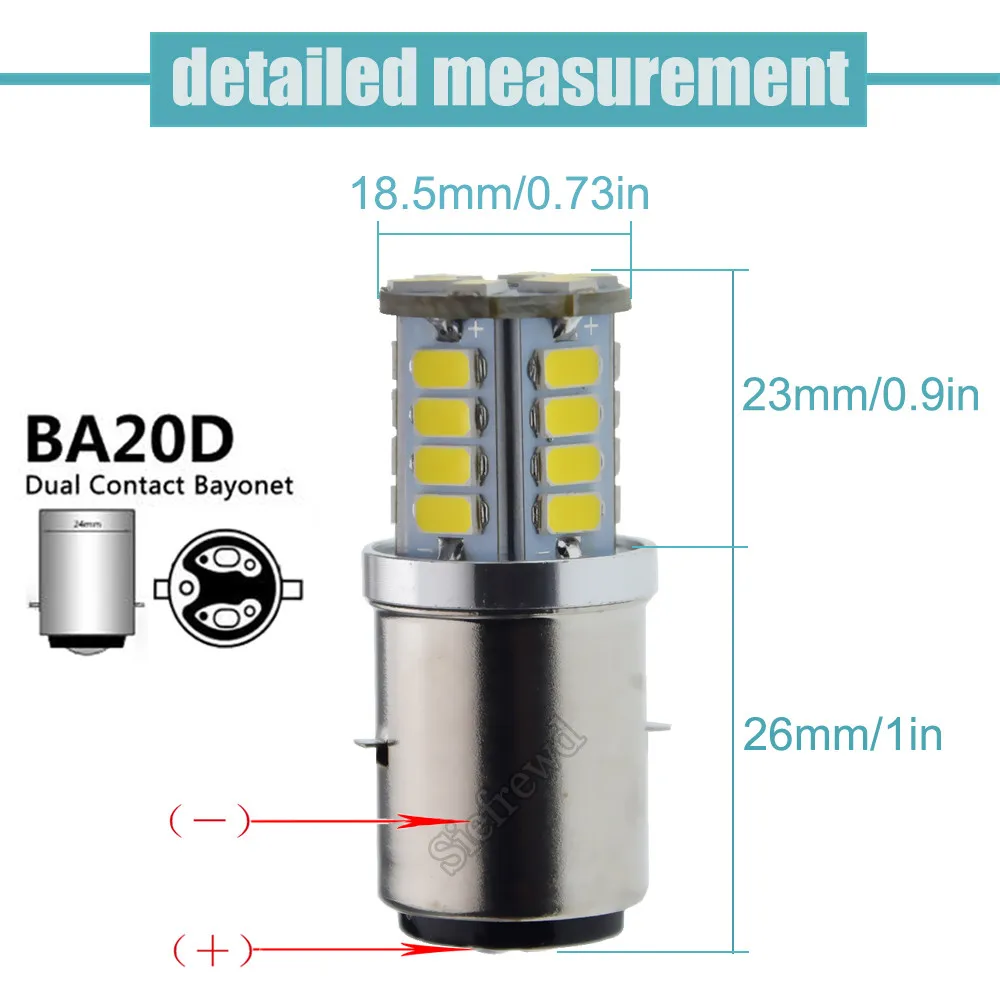 1Pcs 6V/12V DC BA20D H6 LED Motorcycle Headlight Bulb 3000K High Low Beam Moped Moto Light Motorbike Scooter ATV Head Fog Lamp