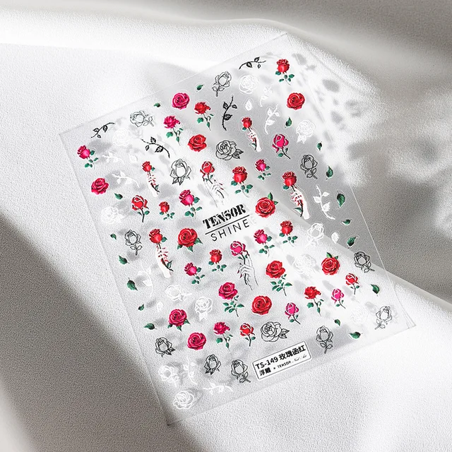 Butterfly 3D Acrylic Engraved Nail Sticker Sweater Wool Cute White Snowflake Wing Colorful Relief Nail Water Slide Decals ZJ0252 NO.9