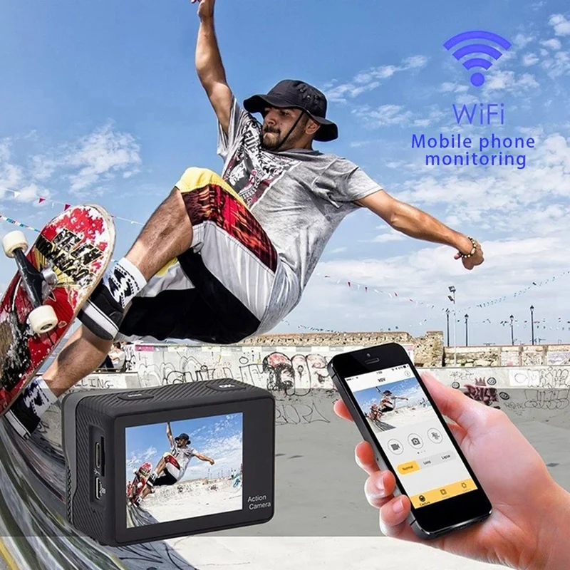4K экшн-камера, wifi, пресс-экран, 8 Мп, 30 м, водонепроницаемый, 170 градусов, широкоугольный объектив, HD спортивная экшн-камера DV для спорта/дайвинга