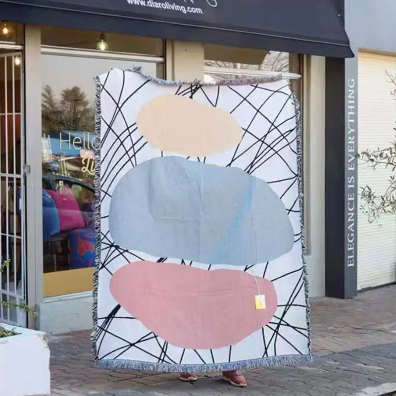 Одеяло для дивана в скандинавском стиле, вязаное кресло, чехол для дивана, полотенце с рисунком, мягкий хлопковый чехол для путешествий, гобеленовое постельное белье