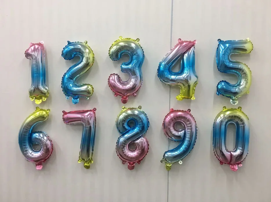 32-дюймовый градиент цвета: золотистый, с цифрами воздушный шар из фольги для дня рождения декоративное настенное украшение 0-9 в американском стиле алюминиевый Фольга с Nu