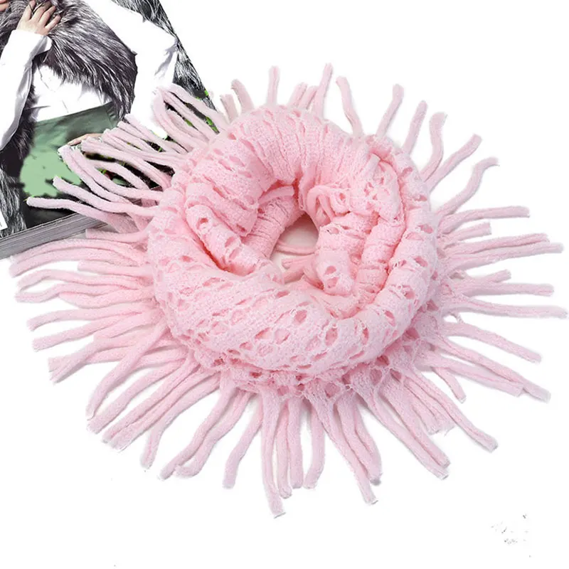 light pink Модные женские зимние осенние шарфы теплый вязаный шерстяной обтянутый шарф снуд шаль слинг шарф 10 цветов подарок Femmel - Цвет: light pink