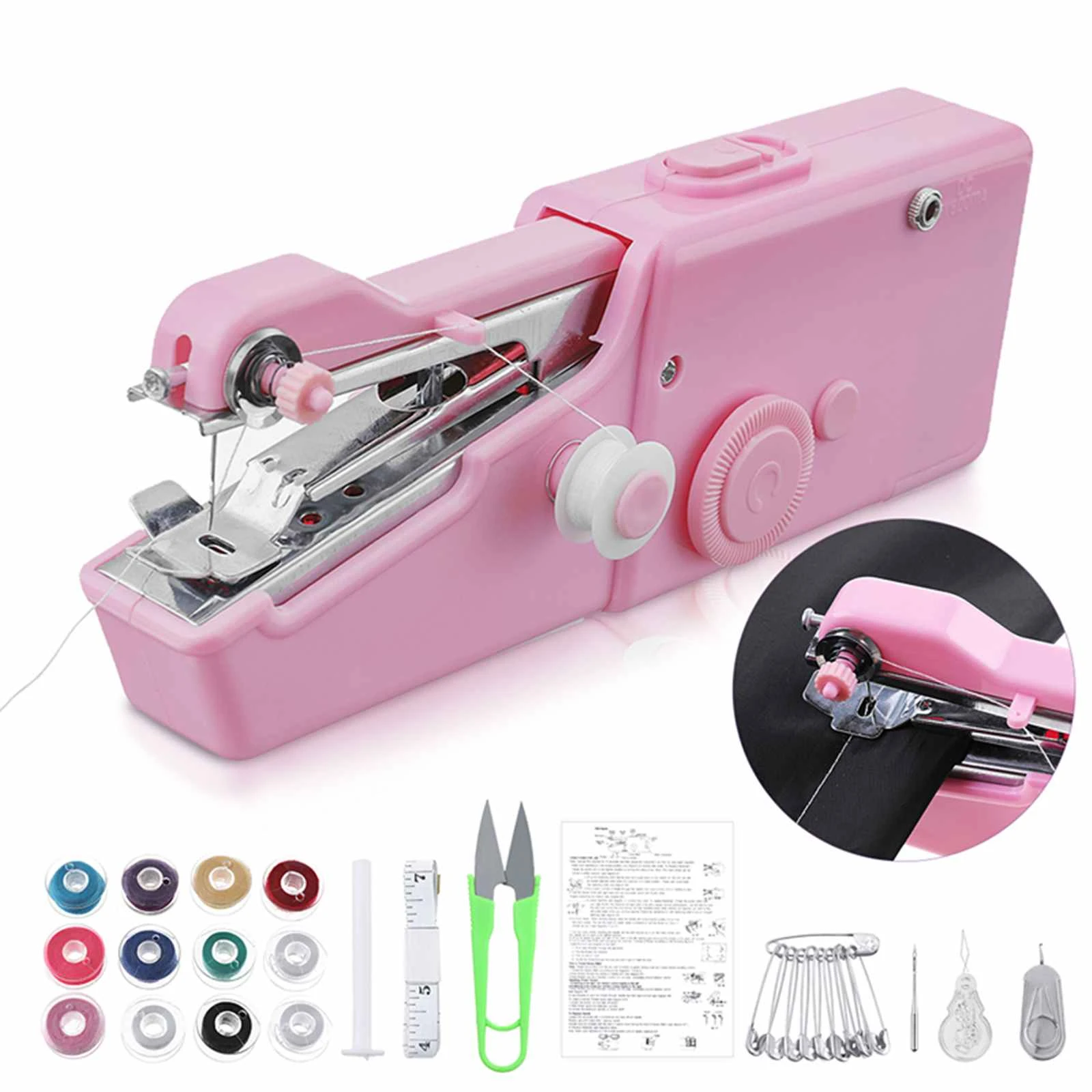Portable Mini Hand Sewing Machine Household Handheld Sewing Machine  Electric Stitch Needlework Set For Diy Clothes Stitchin - Sewing Machines -  AliExpress