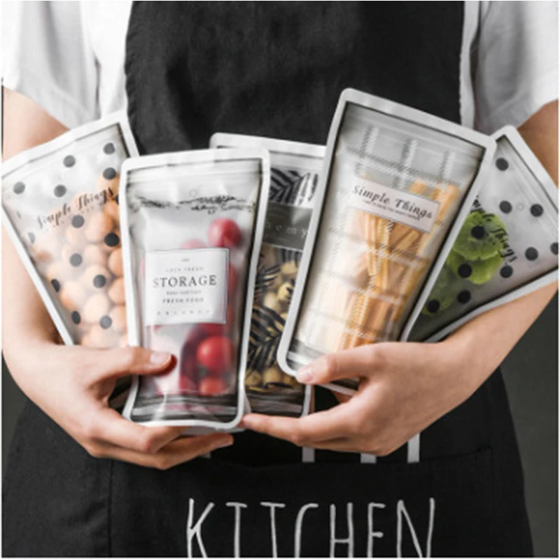

4PCS Pack Jar Bag Reusable Snack Bag Mobile Hermetic Freezer Bags Ziplock Bags Kitchen Food Camping Travel Seal Pouch
