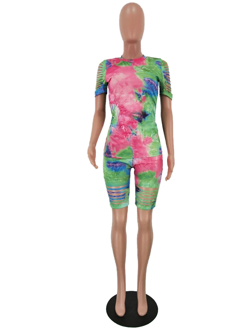 Комплект из двух предметов Adogirl с принтом Tie Dye футболка вырезами и коротким