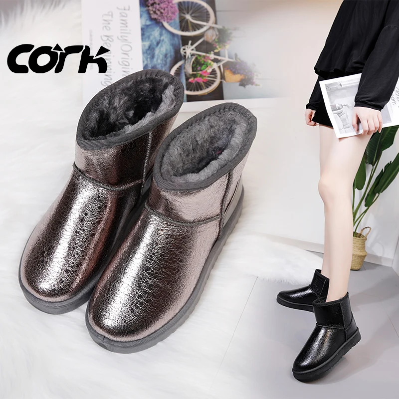 

CORK 2019 Boots Women Shoes Woman Winter Boots Plus Velvet Boots Women Shoes Winter Keep Warm Waterproof Snow Boot botas Mujer