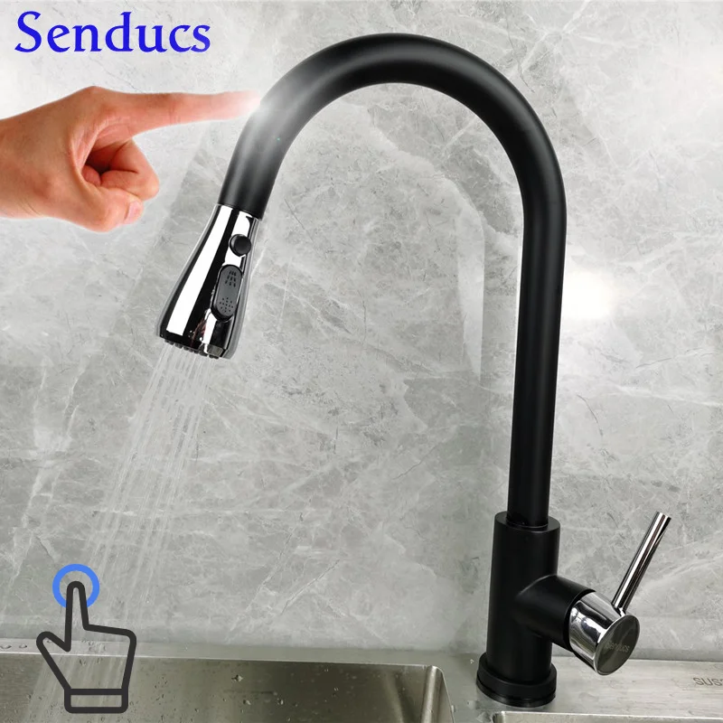 Black Gold Touch Kitchen Faucet Pull Down Brass Tap Drinking Water 3 In 1 Mixer Douche Rain Spray Bubbling | Обустройство дома