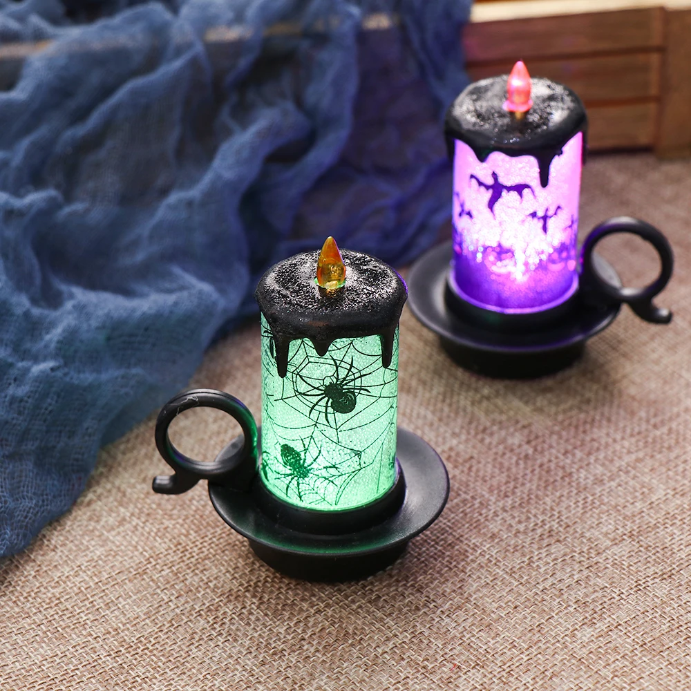 

Halloween LED Candle Light Scary Flameless Candle Light Spider Web Creative Halloween Candle Lamp Halloween Home Decor