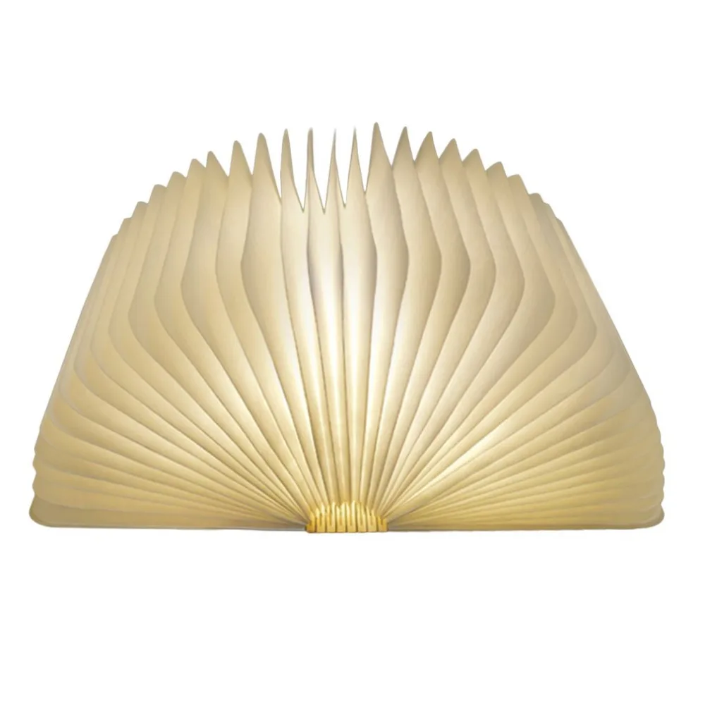 

LED Foldable Wooden Book Shape Desk Lamp Nightlight USB Rechargeable Booklight for Bedroom Home Decor Warm White Indoor Lighting