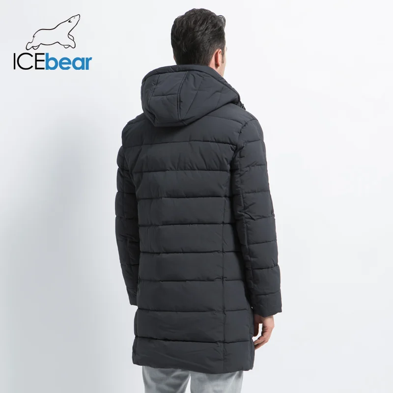 ICEbear Зимнее Пальто повседневные парки Мужская шляпа съемная теплая куртка с хлопковой подкладкой зимняя куртка мужская одежда MWD18821D