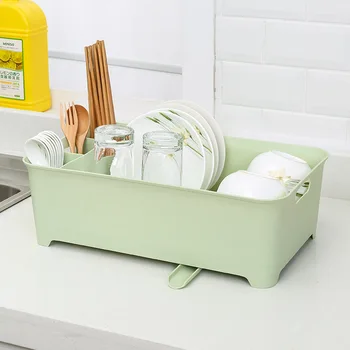 

Kitchen Storage Rack, Plastic Large-Capacity Hollow Handle 270 Guide Drain For Kitchen Dish Drain