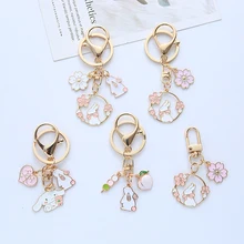 

Cartoon Sakura Rabbit Keychain Cat Pendant Backpack Keyring Best Friend Charms Car Keychain Couple Gift