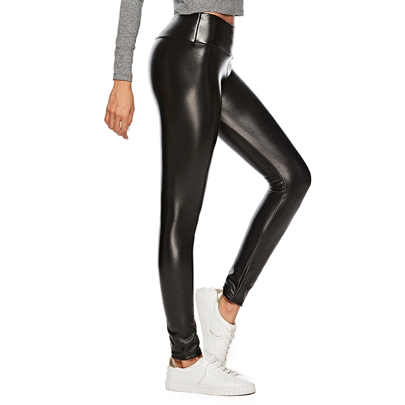 Winter PU Leather Leggings Women Sexy Night Club Hips Lifting Casual Black PU Pants Plus Velvet Warm Leggings Large Size Leggins spanx pants