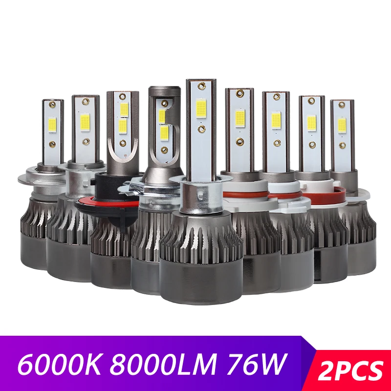 2 шт 6000 К H7 светодиодный h4 H1 H8 HB4 H11 H3 HB3 светодиодный Canbus 9005 9006 H13 H9 9004 9007 автомобилей головной светильник лампы 72W фары для 8000LM 12V светодиодный светильник