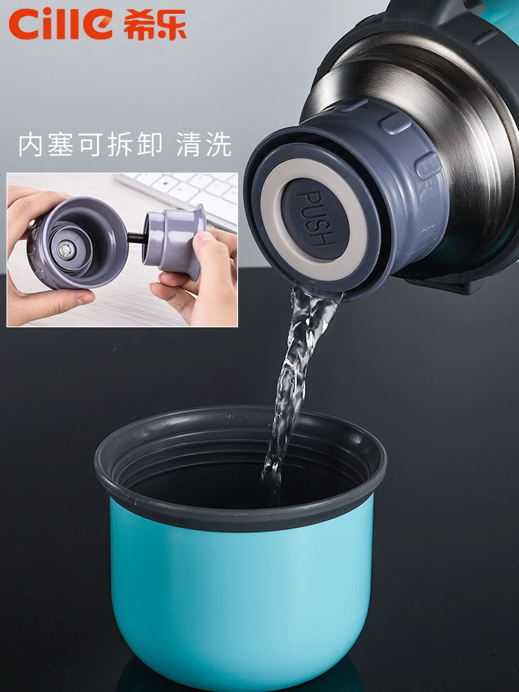 Large Thermos Vacuum Flask Outdoor Portable Capacity Insulated Cup Stainless Steel Rope Botellas Para Agua Thermo Bottle EE5BW