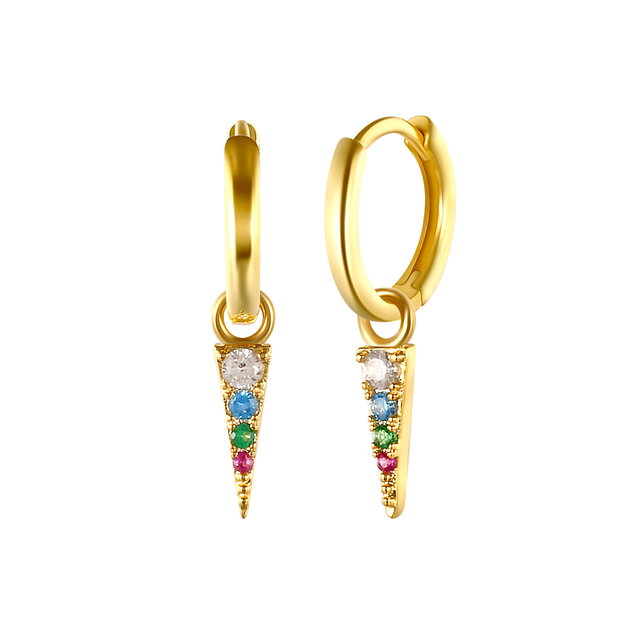 925 Sterling Silver Colored Crystal Hoop Earrings Collection Rainbow Zircon Mosaic Charm Circle Huggie Earrings Jewelry
