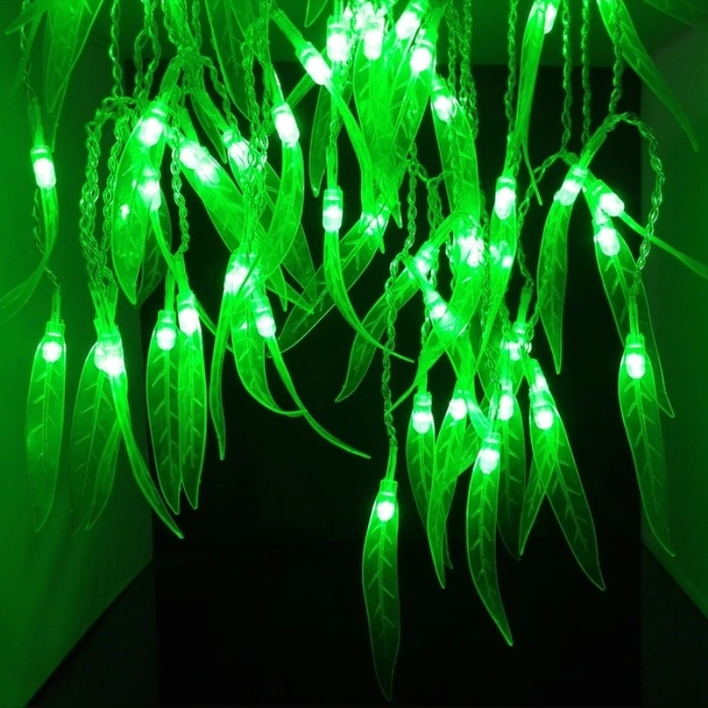 10 м 100 светодиодный зеленый лист ивы, наружные гирлянды, сказочные огни, праздничные, для спальни, дома, вечерние, для рождественской елки