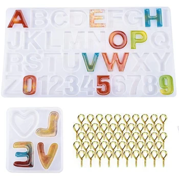 

DIY Letter Resin Molds,Epoxy Resin Silicone Molds for Making Keychain,Home Decor,Craft Gifts,Include 100 Screw Eye Pins