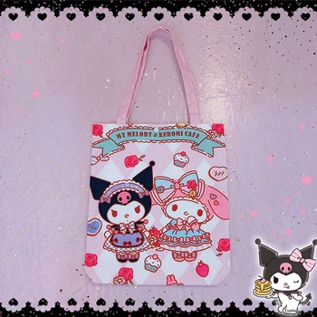 

Large Capacity Lovely My Melody Kuromi Canvas Bag Handbag Grocery Daily Use ReusableTravel Casual Shopping Bag