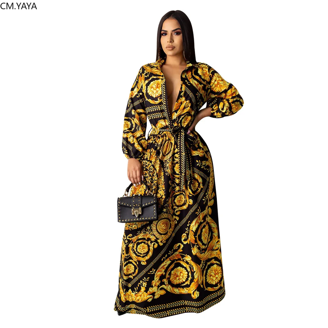 Женское зимнее платье-рубашка длинное платье с длинным рукавом национальным