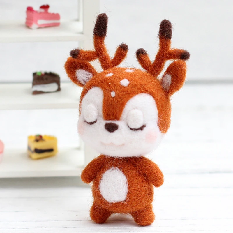 Cut Stress DIY Felt Doll Kit Creative Handmade Basic Tool Santa Deer Phone Strap Foam Worktop crafts 11.5*8.5*3cm