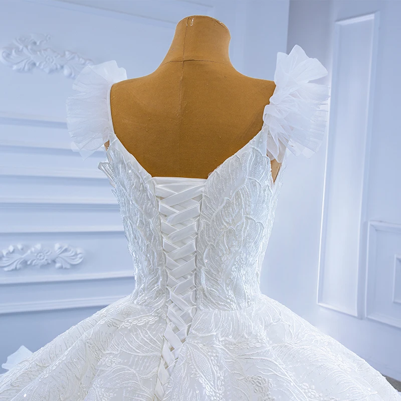 RSM67313 White Wedding Dress Sexy Deep V-neck Applique Ball Gown Prom Banquet Vestidos De Novia Baratos Con Envio Gratis 6