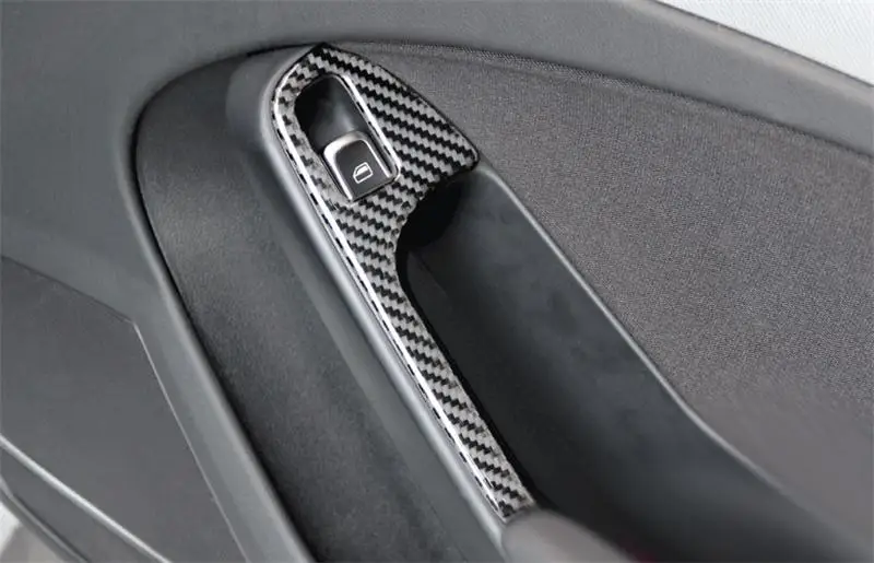 Автомобильный Стайлинг, двери, подлокотник, панель, наклейки для Audi A4 B8 A5, углеродное волокно, стекло, подъемные кнопки, отделка, авто аксессуары