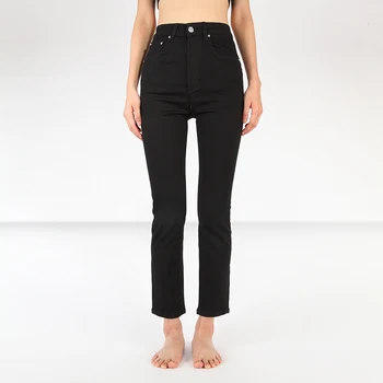 

Vgoze Wedgie Spring and Summer Black Washed Soft Material Thin High Waist Small Straight Jeans Women Boyfriend Jeans for Women