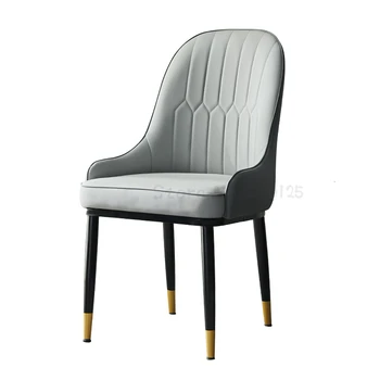 

Nordic Luxury Chair Household Modern Simple New Chinese Negotiation Hotel Leather Soft Pack Restaurant Chair