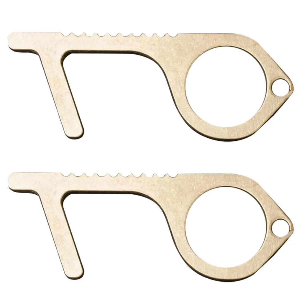 

Portable Press Elevator Tool Hygiene Hand Antimicrobial Brass Contact-free Door Opener Door Handle Keychain Door Opener