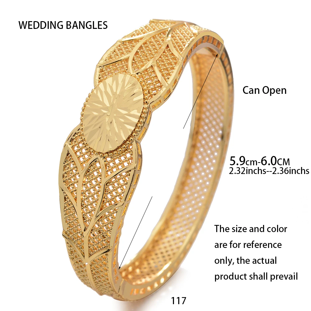 4pcs/Lot High Quality Gold Color Ethiopian Bangles For Women Girls Dubai Wedding Bride Habesha Sets African Items Gift