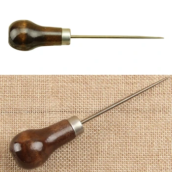 

1Pc Professional Leather Wood Handle Awl Tools For Leathercraft Stitching Sewing Accessories
