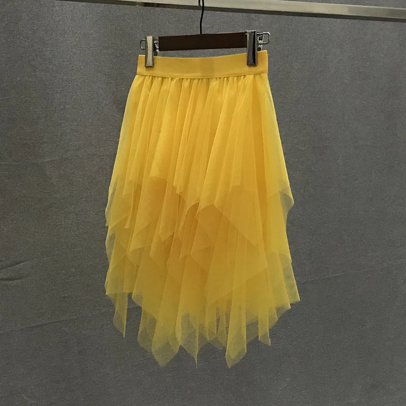 Tulle Skirts Womens New Korean Fashion Elastic High Waist Mesh Skirt Tiny Pleated Long Skirts Midi Skirts for Women Fairy Grunge