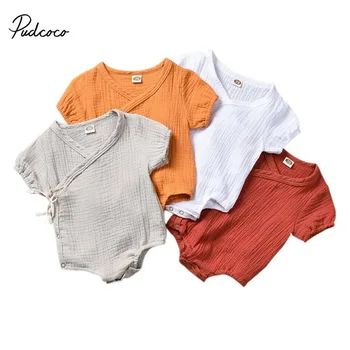 

0-18M Newborn Kids Baby Boy Girls Clothes Summer Short Sleeve Plain Romper Elegant Casual Cute lovely Outfits new born Sunsuit