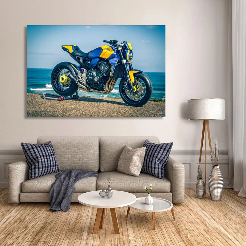 Современные художественные плакаты и принты Honda CB1000R NEO Спорт Мотоцикл Пляж океан Настенная картина холст живопись Декор для гостиной