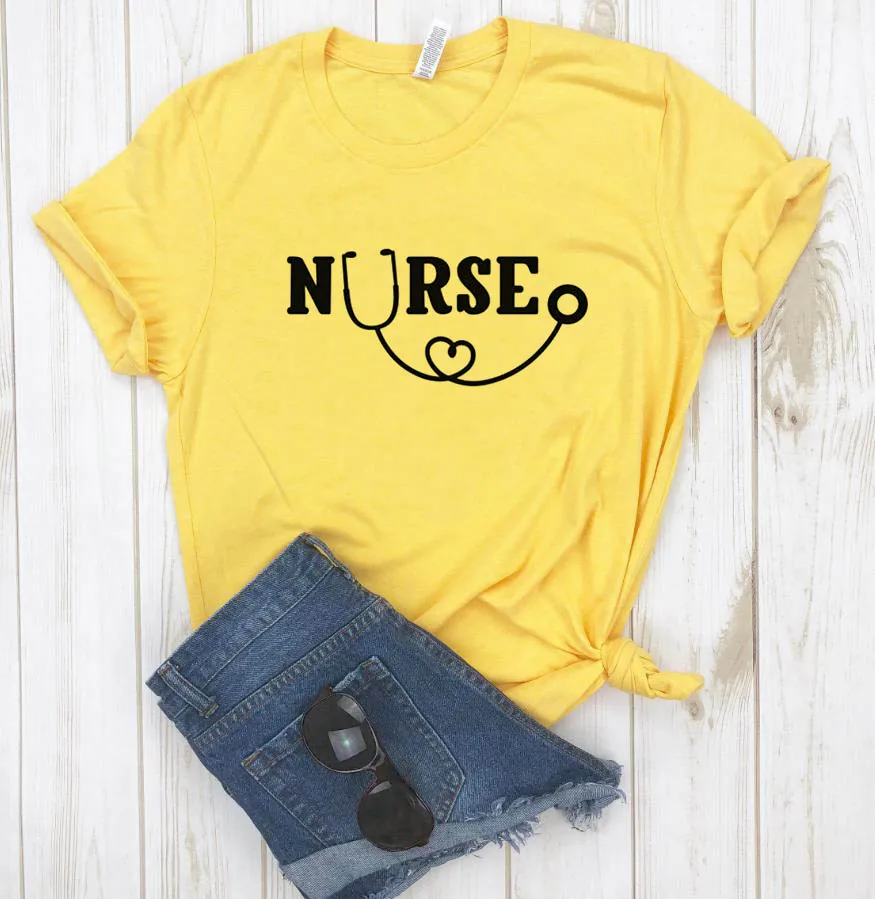 Женская футболка с буквенным принтом медсестры, хлопковая Повседневная забавная футболка для леди, топ, футболки tumblr, хипстер, 6 цветов, Прямая поставка, новинка-52
