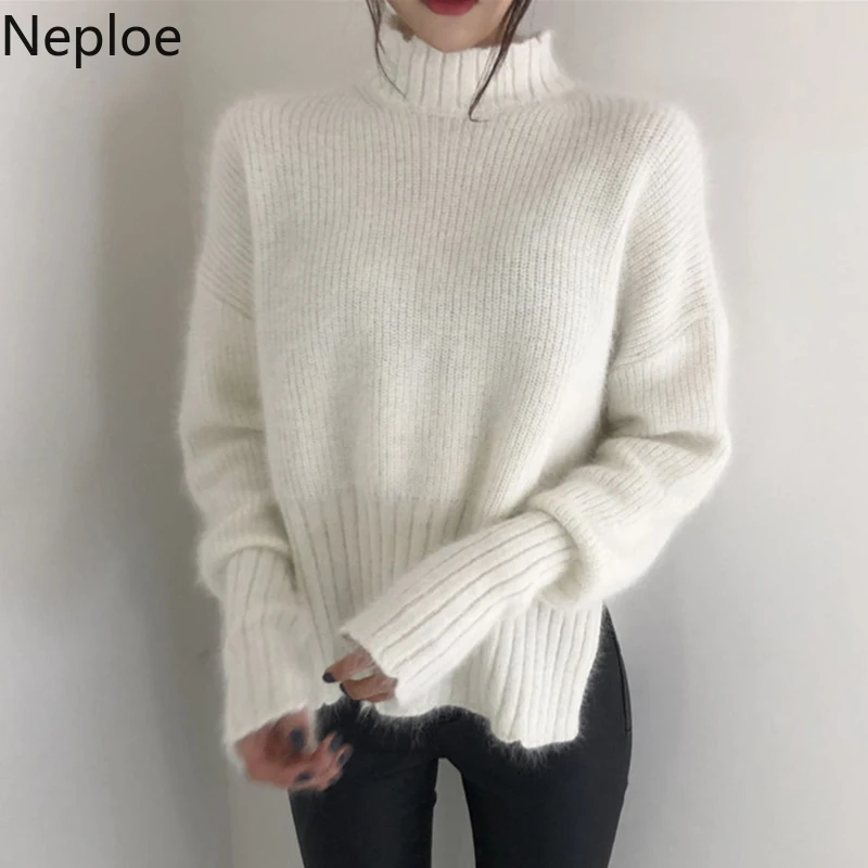 Neploe шикарный крест дизайн Pull Femme Hiver Водолазка пуловер фонарь длинный рукав сплошной свитер Сумасшедший стиль Вязаный Sueter 46718