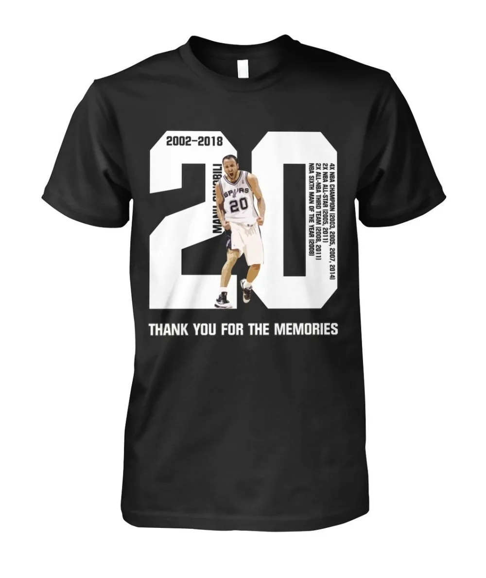 Футболка Gym Manu Ginobili черная летняя футболка с короткими рукавами и надписью Thank You