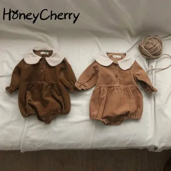 

2020 autumn baby bodysuit corduroy small lapel Korean leotard climbing clothes