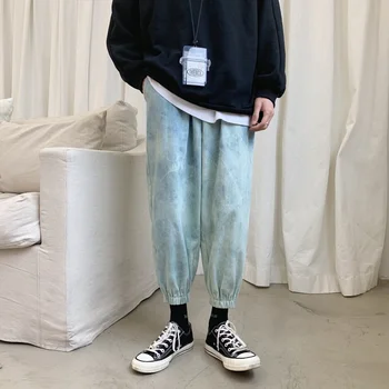 

Hip-hop Tie-dyed Jeans Men's Fashion Washed Retro Casual Jeans Pants Men Streetwear Wild Loose Denim Trousers Mens M-2XL