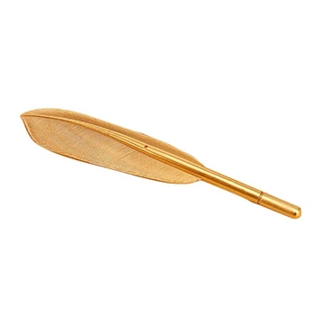 

Gel Pen Metal Novelty Feather Pattern Fine Stick Ballpoint Pen Black Ink Pack of 1 Color Random