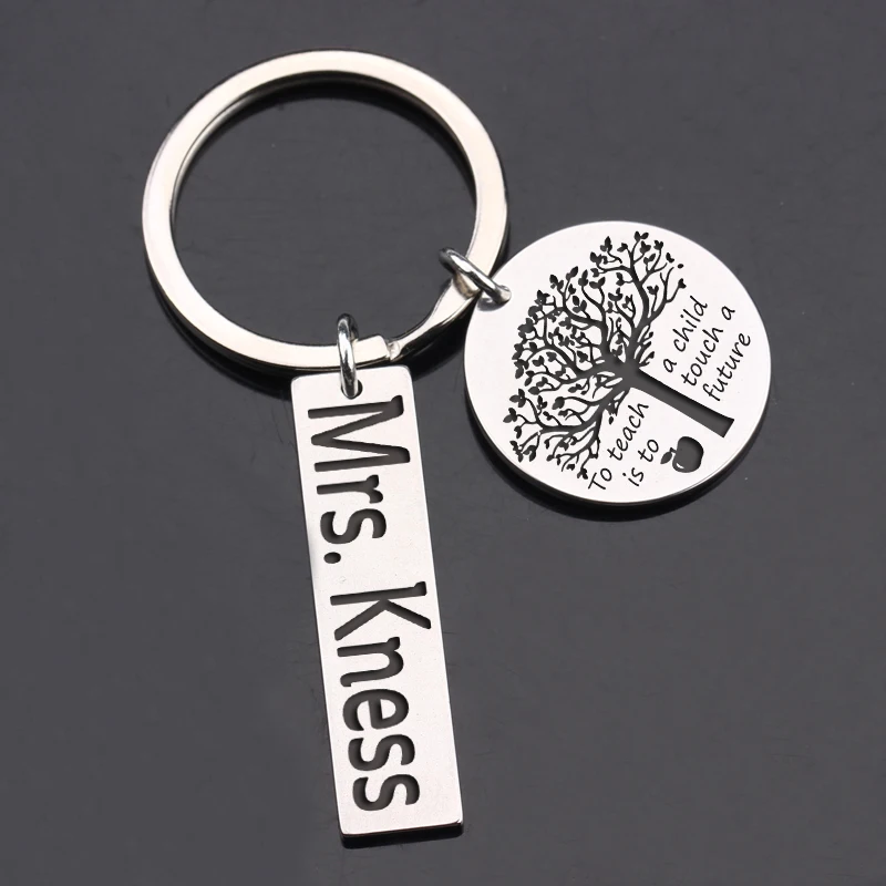 Teachers' Day Gift Keychain Engraved Thanks Keyring Stainless steel KeyCha_hgPT