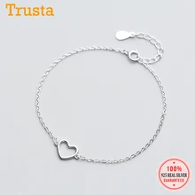 Trusta 925 пробы серебряные Модные женские ювелирные изделия полые сердце браслет 15,5 см для подарка девушка леди дропшиппинг DS568